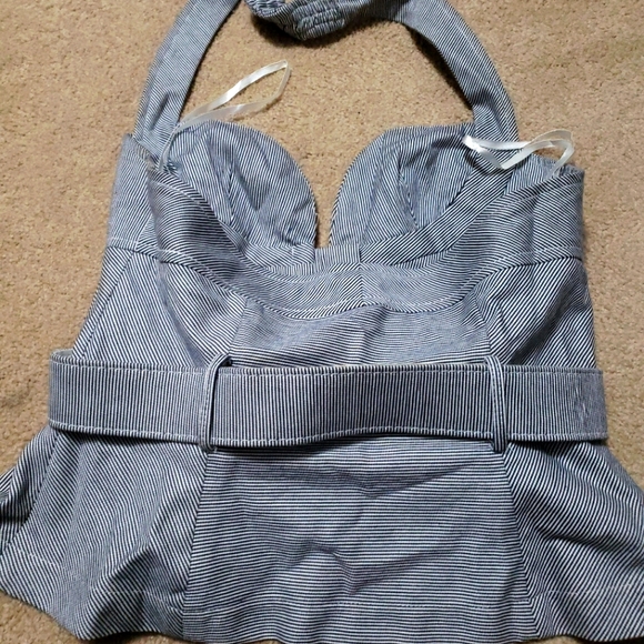 Denim Striped Top with Belt - Picture 3 of 4